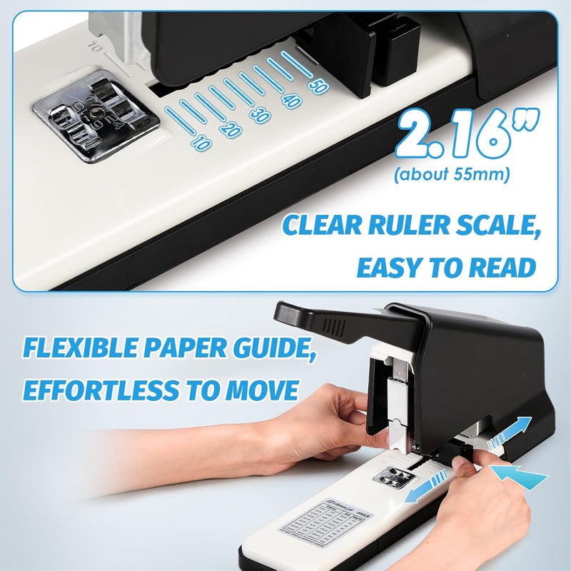 Frifreego Heavy Duty Stapler 210 Sheets Large Capacity Office Staplers for Desk with 4000 Staples, Black Labor Saving Stapler with Adjustable Stapling, Jam Free for Office, Classroom Paper Binding - Image 5